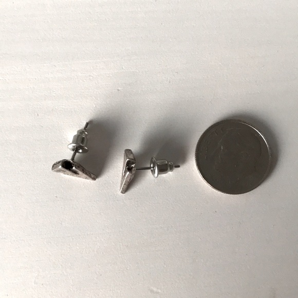 Silver Double Arrow Stud Earrings - Picture 3 of 3